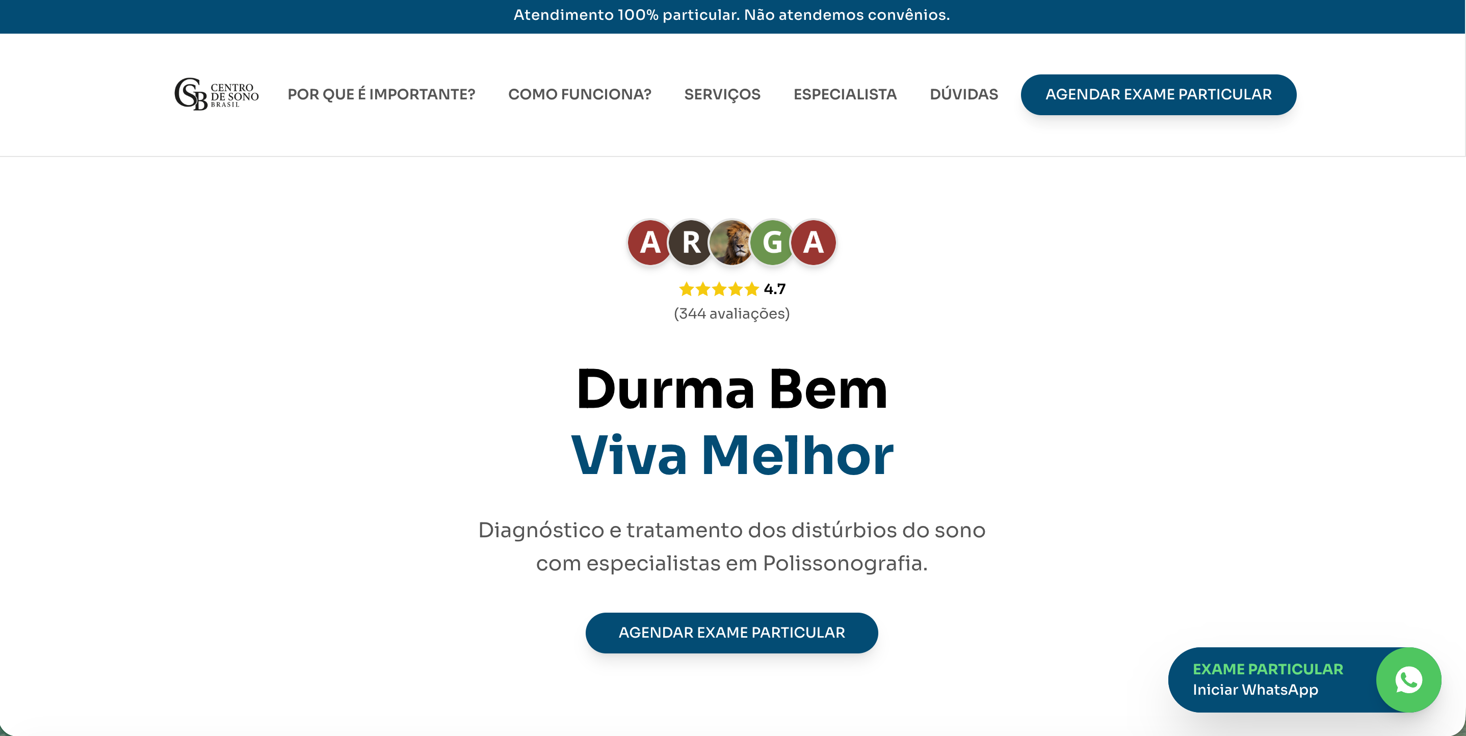 Landing page Centro de Sono Brasil